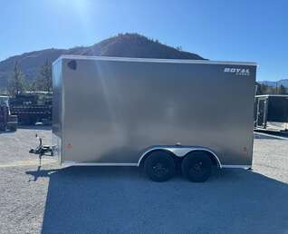 Thumbnail Photo of 2026 Royal 7.5X14 V-NOSE RAMP DOOR EXTRA HEIGHT Cargo / Enclosed Trailer Charcoal Grey 7700lb GVW (GSR)