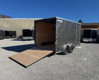 Thumbnail Photo of 2026 Royal 7.5X14 V-NOSE RAMP DOOR EXTRA HEIGHT Cargo / Enclosed Trailer Charcoal Grey 7700lb GVW (GSR)