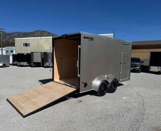 Thumbnail Photo of 2026 Royal Cargo 7X14 V Nose 7700LB GVW RAMP DOOR Pewter Enclosed Cargo Trailer Extra Tall (GSR)