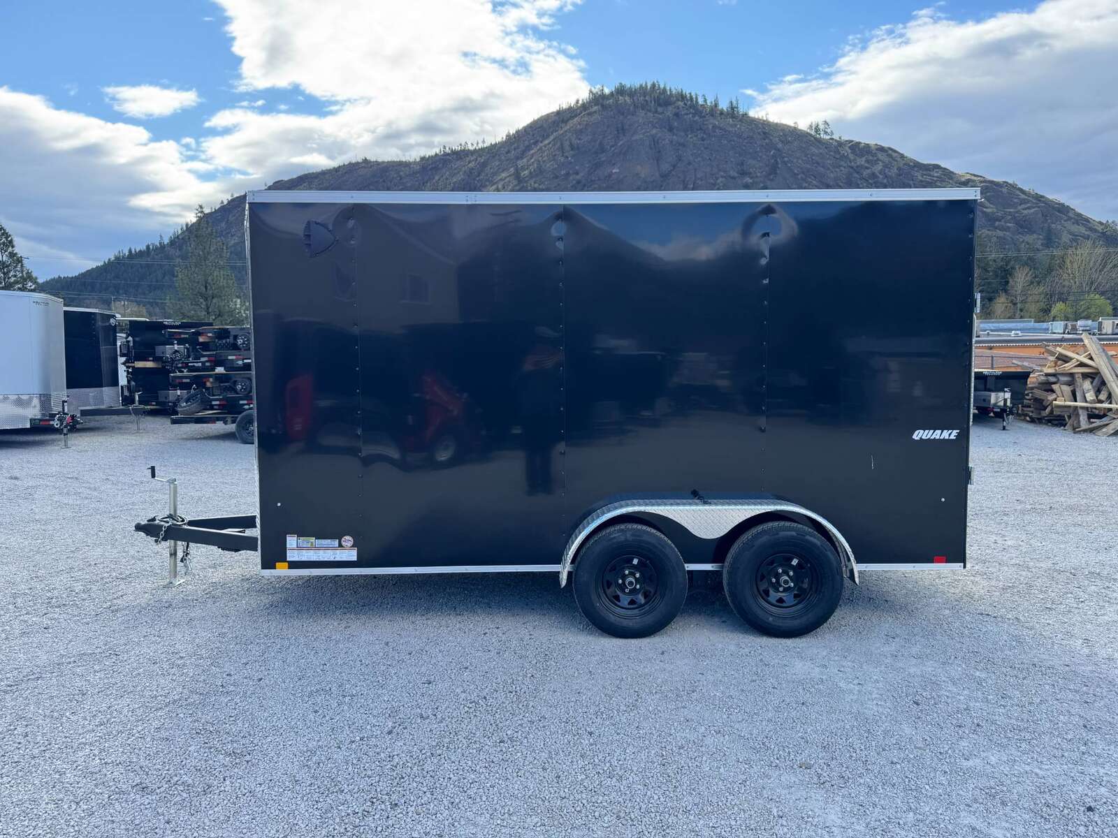 Photo of 2026 Impact 7x14 Quake V Nose Cargo Enclosed Trailer Ramp Door Extra Height Black 7000lb GVW