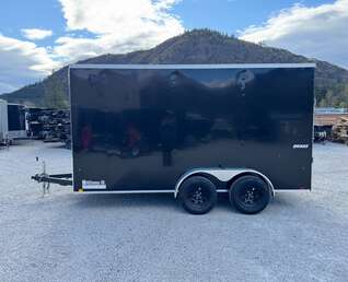 Thumbnail Photo of 2026 Impact 7x14 Quake V Nose Cargo Enclosed Trailer Ramp Door Extra Height Black 7000lb GVW