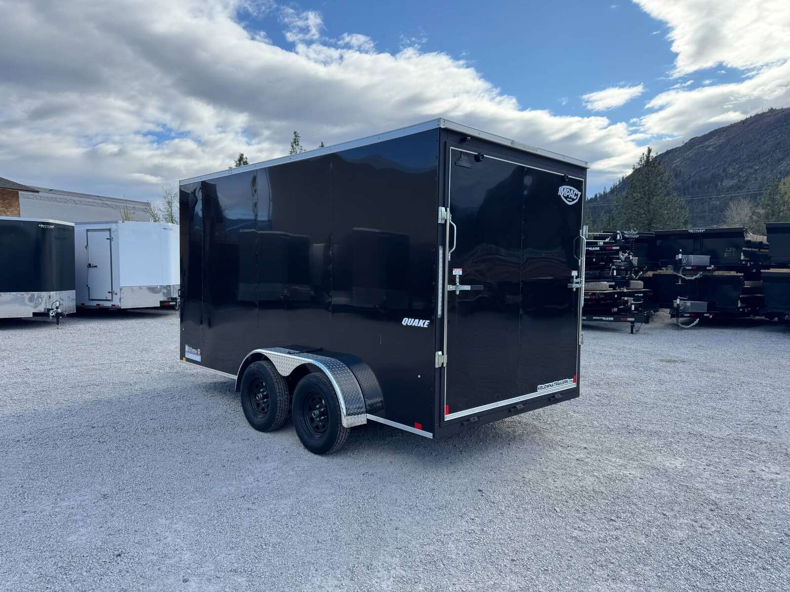 Photo of 2026 Impact 7x14 Quake V Nose Cargo Enclosed Trailer Ramp Door Extra Height Black 7000lb GVW