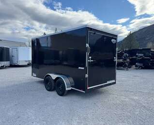 Thumbnail Photo of 2026 Impact 7x14 Quake V Nose Cargo Enclosed Trailer Ramp Door Extra Height Black 7000lb GVW