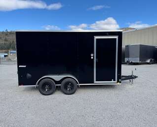 Thumbnail Photo of 2026 Impact 7x14 Quake V Nose Cargo Enclosed Trailer Ramp Door Extra Height Black 7000lb GVW