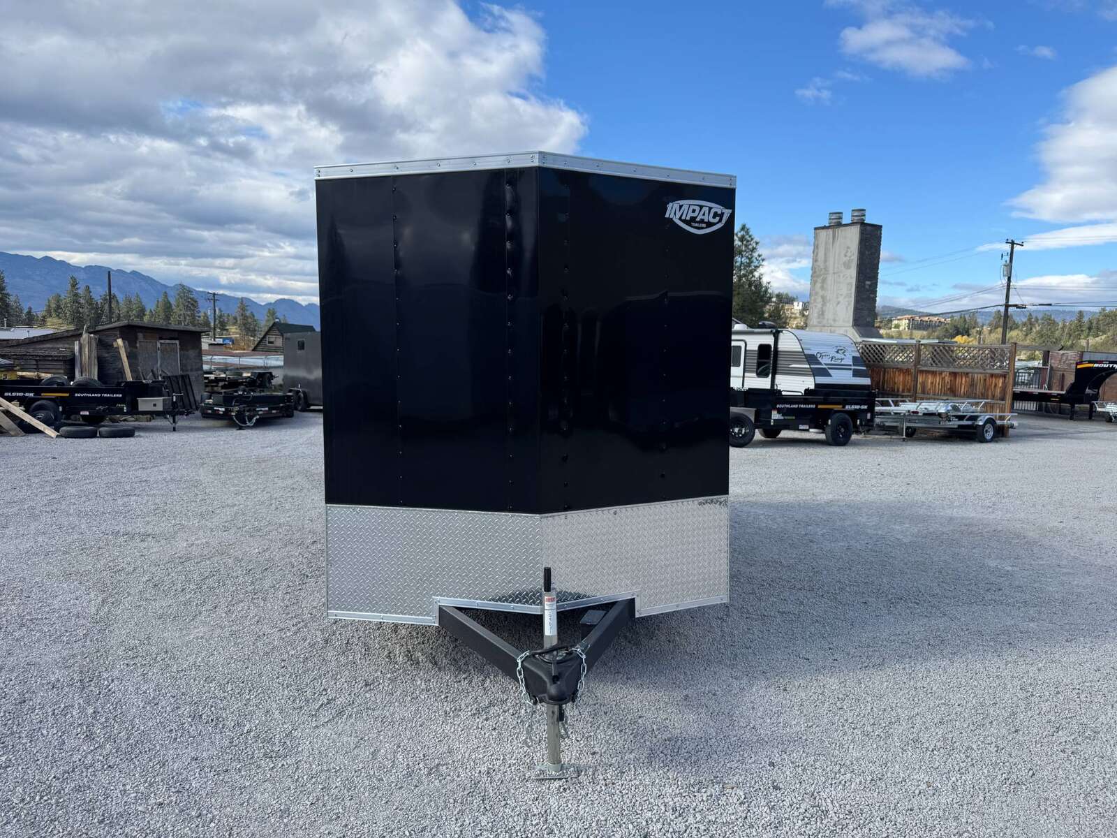 Photo of 2026 Impact 7x14 Quake V Nose Cargo Enclosed Trailer Ramp Door Extra Height Black 7000lb GVW