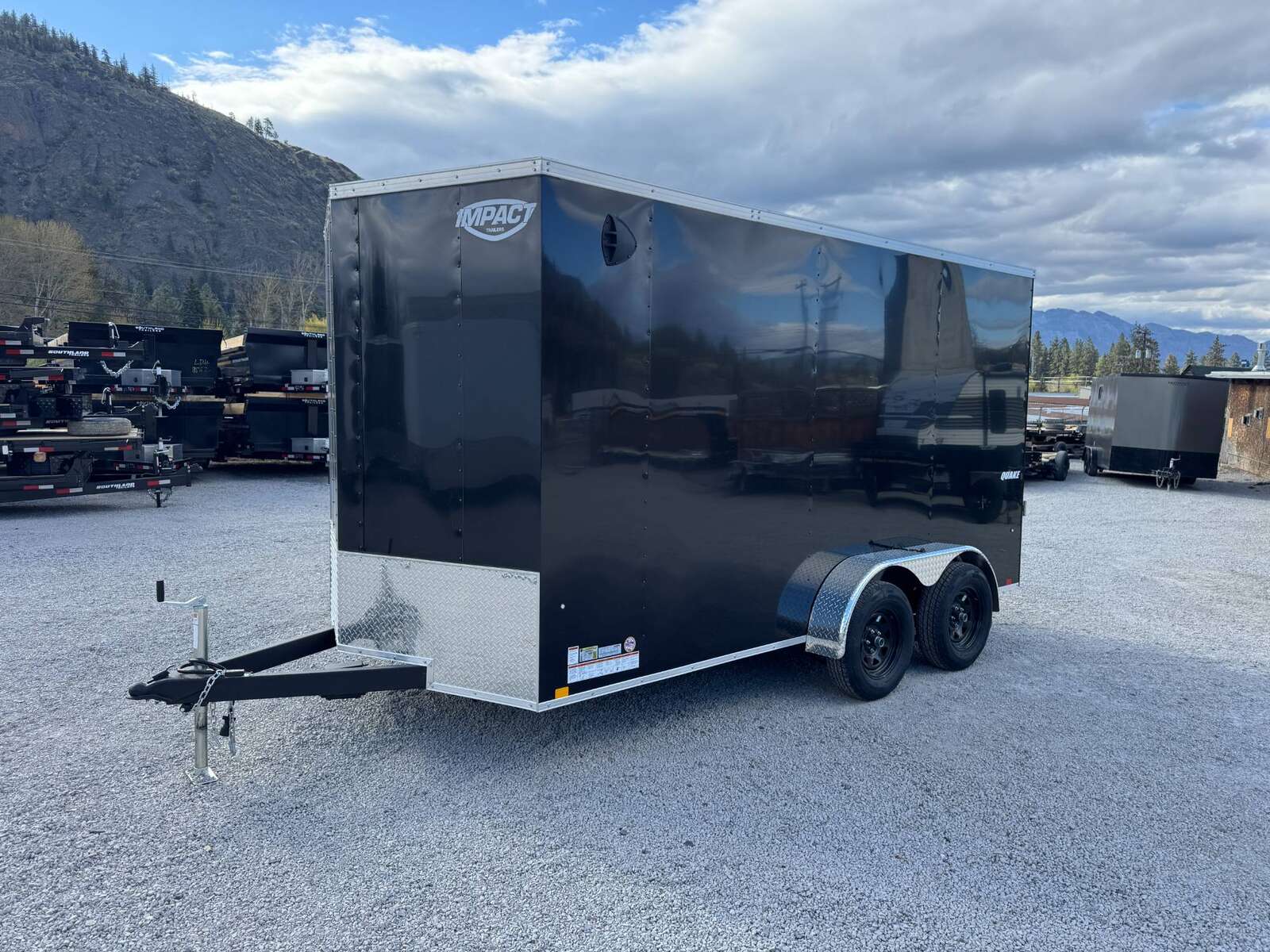 Photo of 2026 Impact 7x14 Quake V Nose Cargo Enclosed Trailer Ramp Door Extra Height Black 7000lb GVW