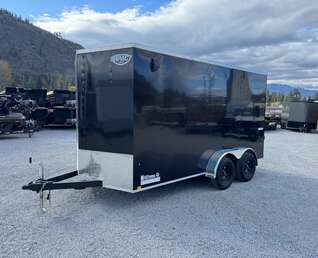 Thumbnail Photo of 2026 Impact 7x14 Quake V Nose Cargo Enclosed Trailer Ramp Door Extra Height Black 7000lb GVW
