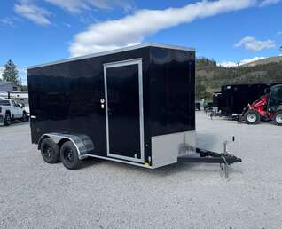 Thumbnail Photo of 2026 Impact 7x14 Quake V Nose Cargo Enclosed Trailer Ramp Door Extra Height Black 7000lb GVW