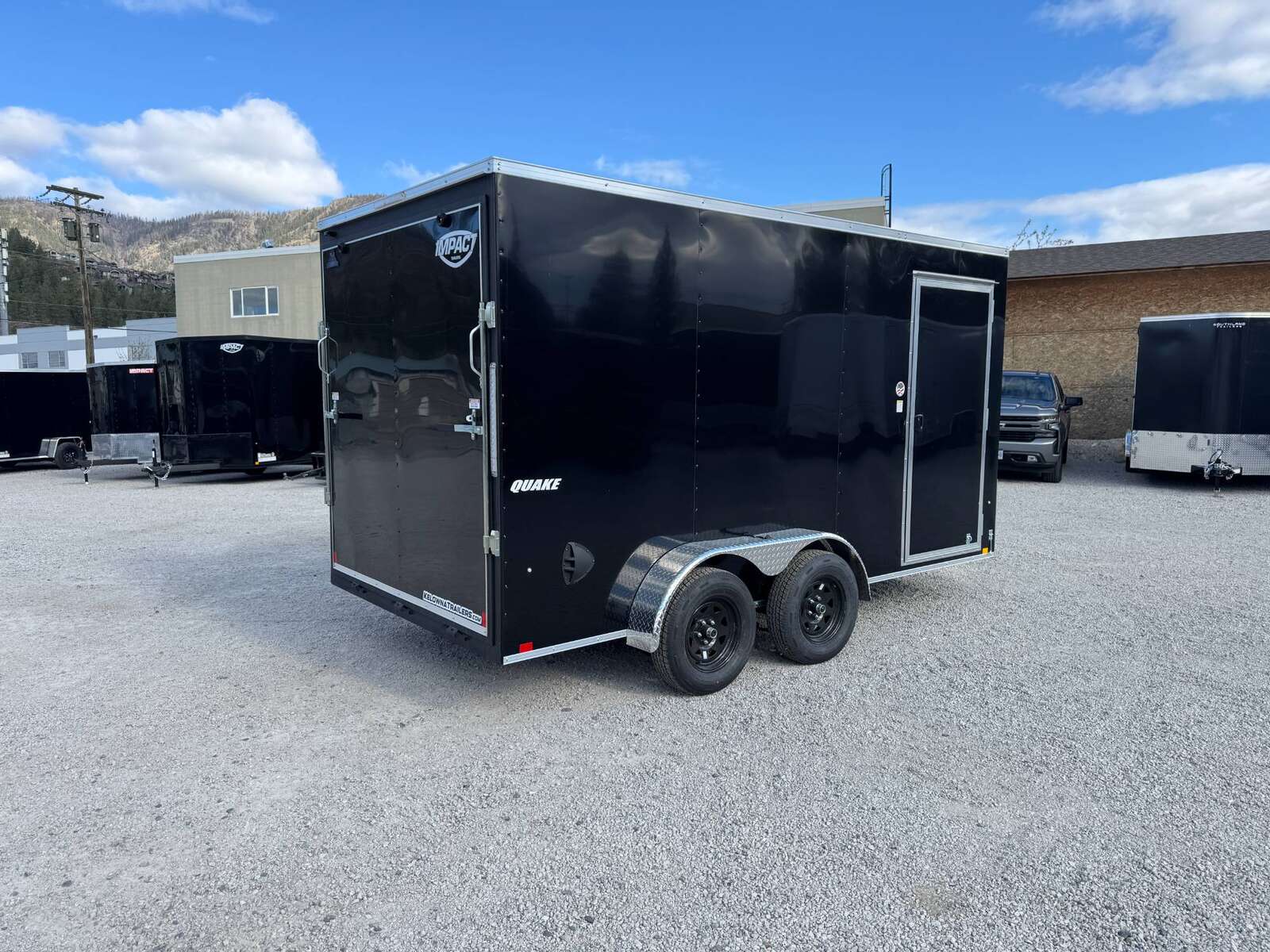 Photo of 2026 Impact 7x14 Quake V Nose Cargo Enclosed Trailer Ramp Door Extra Height Black 7000lb GVW