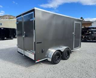 Thumbnail Photo of **Scratch Sale** 2026 Impact 7x14 Quake V Nose Cargo Enclosed Trailer Barn Doors Extra Height Charcoal Grey 7000lb GVW