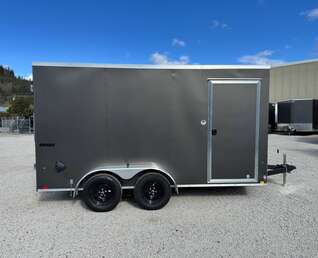 Thumbnail Photo of **Scratch Sale** 2026 Impact 7x14 Quake V Nose Cargo Enclosed Trailer Barn Doors Extra Height Charcoal Grey 7000lb GVW
