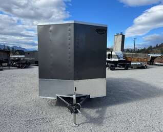 Thumbnail Photo of **Scratch Sale** 2026 Impact 7x14 Quake V Nose Cargo Enclosed Trailer Barn Doors Extra Height Charcoal Grey 7000lb GVW