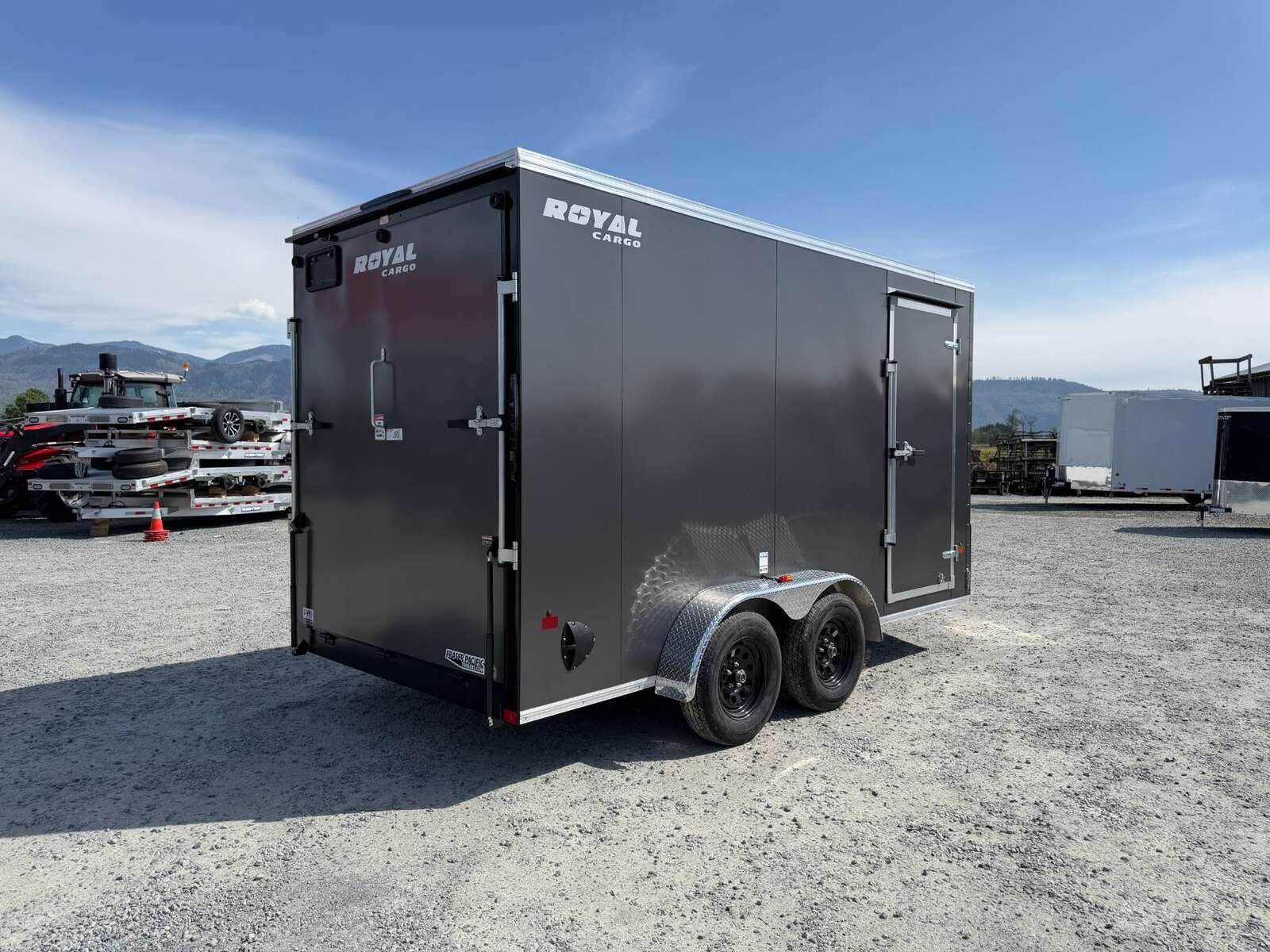 Photo of 2026 Royal Cargo 7X14 V Nose 7700LB GVW RAMP DOOR Charcoal Grey Enclosed Cargo Trailer Extra Tall (GSR)