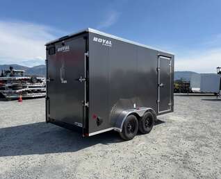 Thumbnail Photo of 2026 Royal Cargo 7X14 V Nose 7700LB GVW RAMP DOOR Charcoal Grey Enclosed Cargo Trailer Extra Tall (GSR)