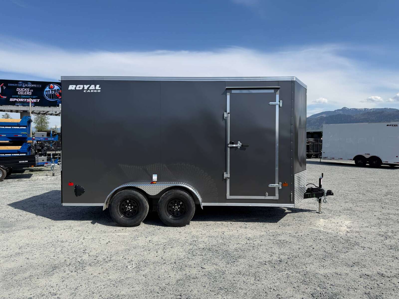 Photo of 2026 Royal Cargo 7X14 V Nose 7700LB GVW RAMP DOOR Charcoal Grey Enclosed Cargo Trailer Extra Tall (GSR)