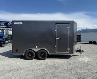 Thumbnail Photo of 2026 Royal Cargo 7X14 V Nose 7700LB GVW RAMP DOOR Charcoal Grey Enclosed Cargo Trailer Extra Tall (GSR)