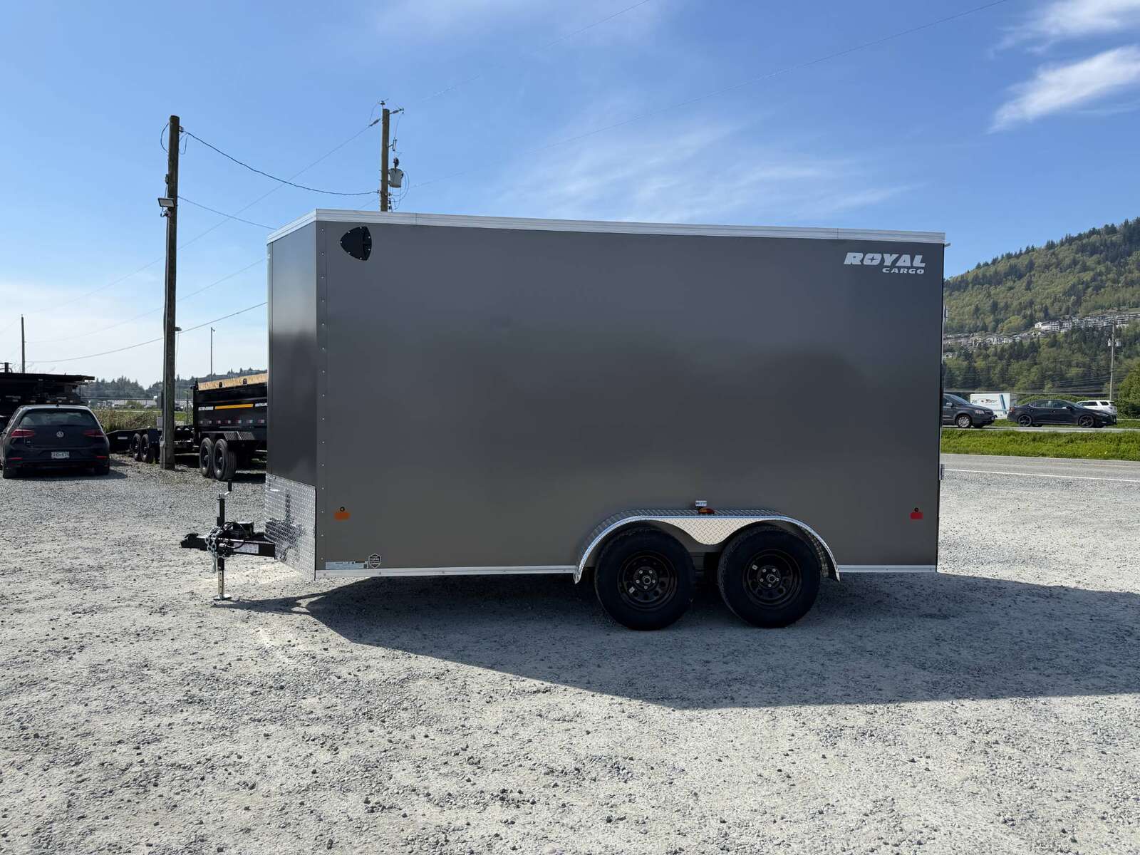 Photo of 2026 Royal Cargo 7X14 V Nose 7700LB GVW RAMP DOOR Charcoal Grey Enclosed Cargo Trailer Extra Tall (GSR)