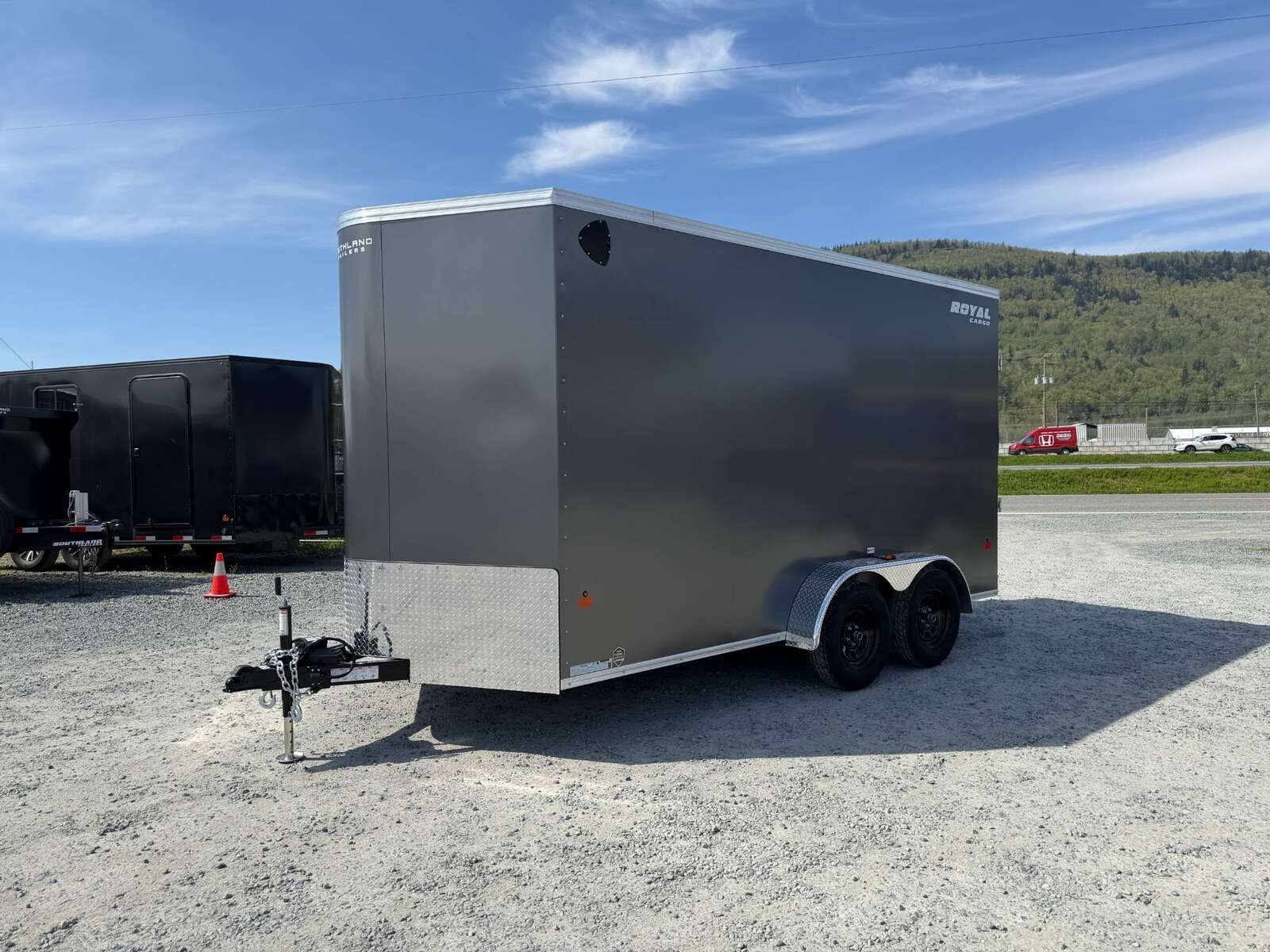 Photo of 2026 Royal Cargo 7X14 V Nose 7700LB GVW RAMP DOOR Charcoal Grey Enclosed Cargo Trailer Extra Tall (GSR)
