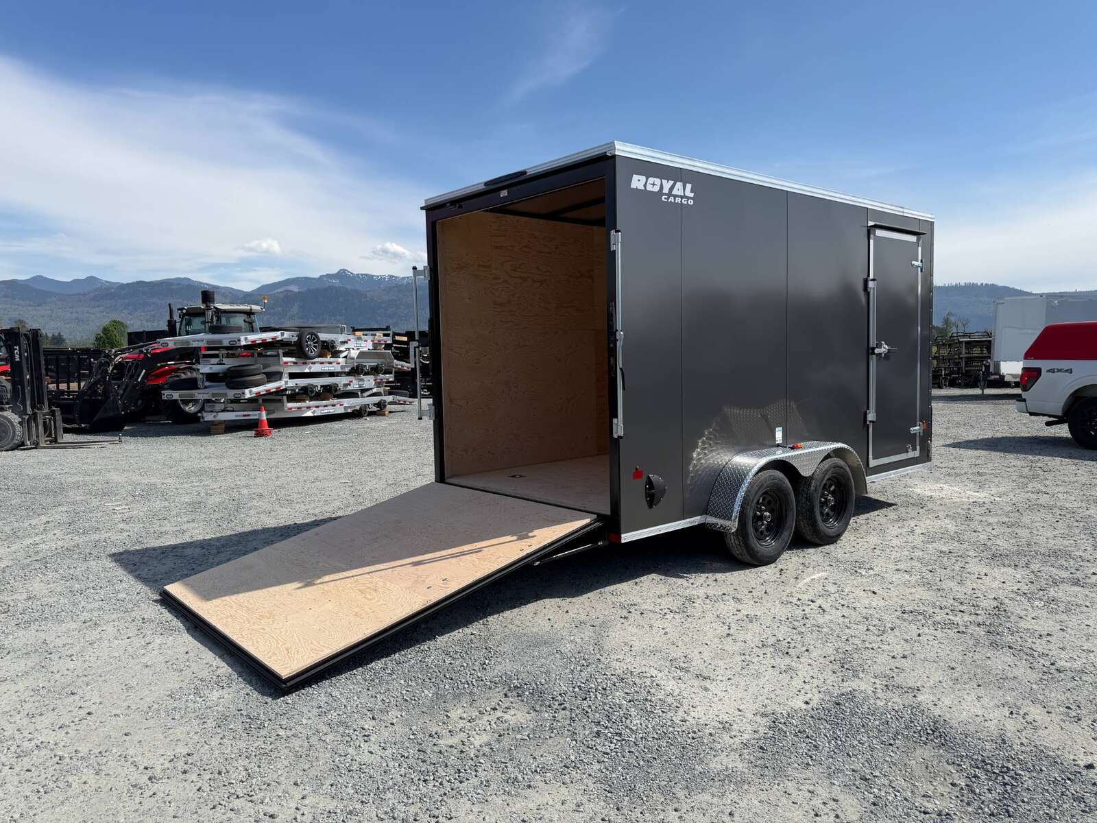 Photo of 2026 Royal Cargo 7X14 V Nose 7700LB GVW RAMP DOOR Charcoal Grey Enclosed Cargo Trailer Extra Tall (GSR)