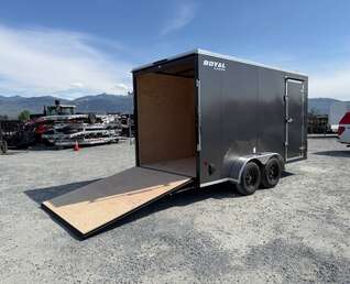 Thumbnail Photo of 2026 Royal Cargo 7X14 V Nose 7700LB GVW RAMP DOOR Charcoal Grey Enclosed Cargo Trailer Extra Tall (GSR)