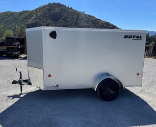 Thumbnail Photo of 2026 Royal Cargo 5x10 Cargo Enclosed Trailer V Nose Ramp Door Silver