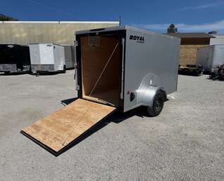 Thumbnail Photo of 2026 Royal Cargo 5x10 Cargo Enclosed Trailer V Nose Ramp Door Silver