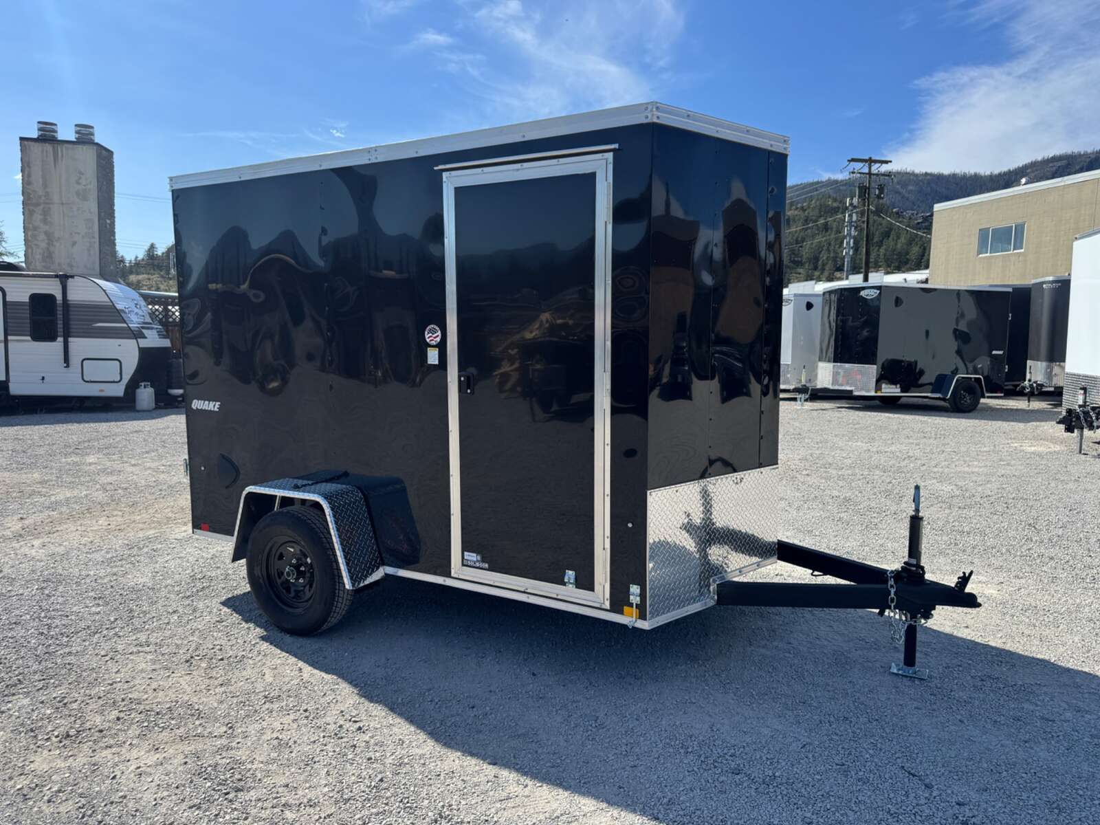 Photo of 2026 Impact Quake 6x10 V Nose Enclosed Cargo Trailer Barn Doors Black Extra Height 2990lb GVW