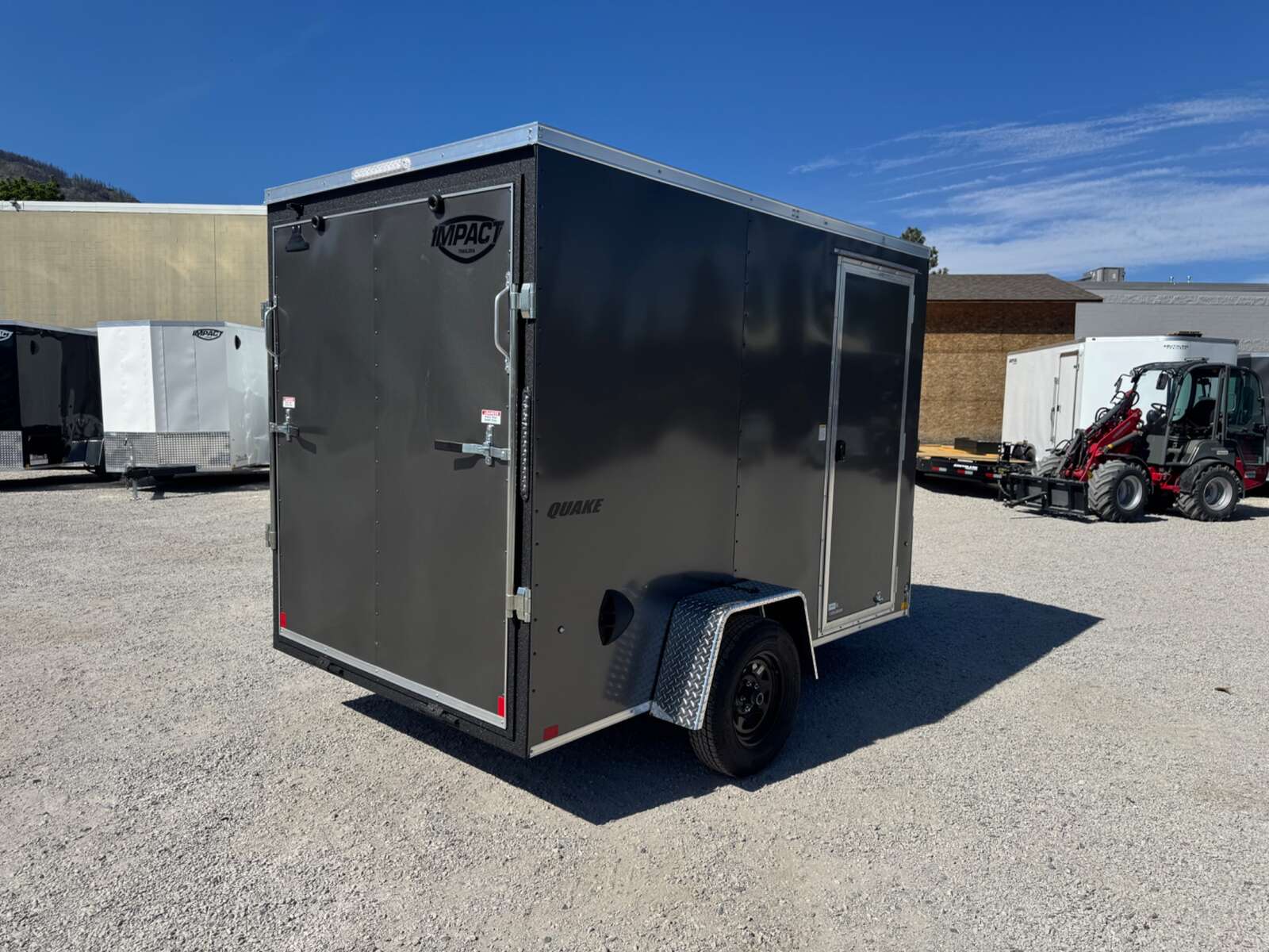 Photo of 2026 Impact Quake 6x10 V Nose Enclosed Cargo Trailer Ramp Door Charcoal Grey Extra Height 2990lb GVW