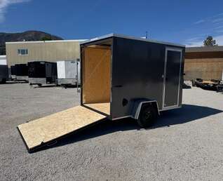 Thumbnail Photo of 2026 Impact Quake 6x10 V Nose Enclosed Cargo Trailer Ramp Door Charcoal Grey Extra Height 2990lb GVW