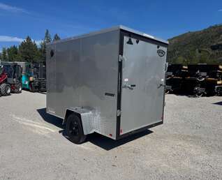 Thumbnail Photo of 2026 Impact Quake 6x10 V Nose Enclosed Cargo Trailer Ramp Door Silver Extra Height 2990lb GVW