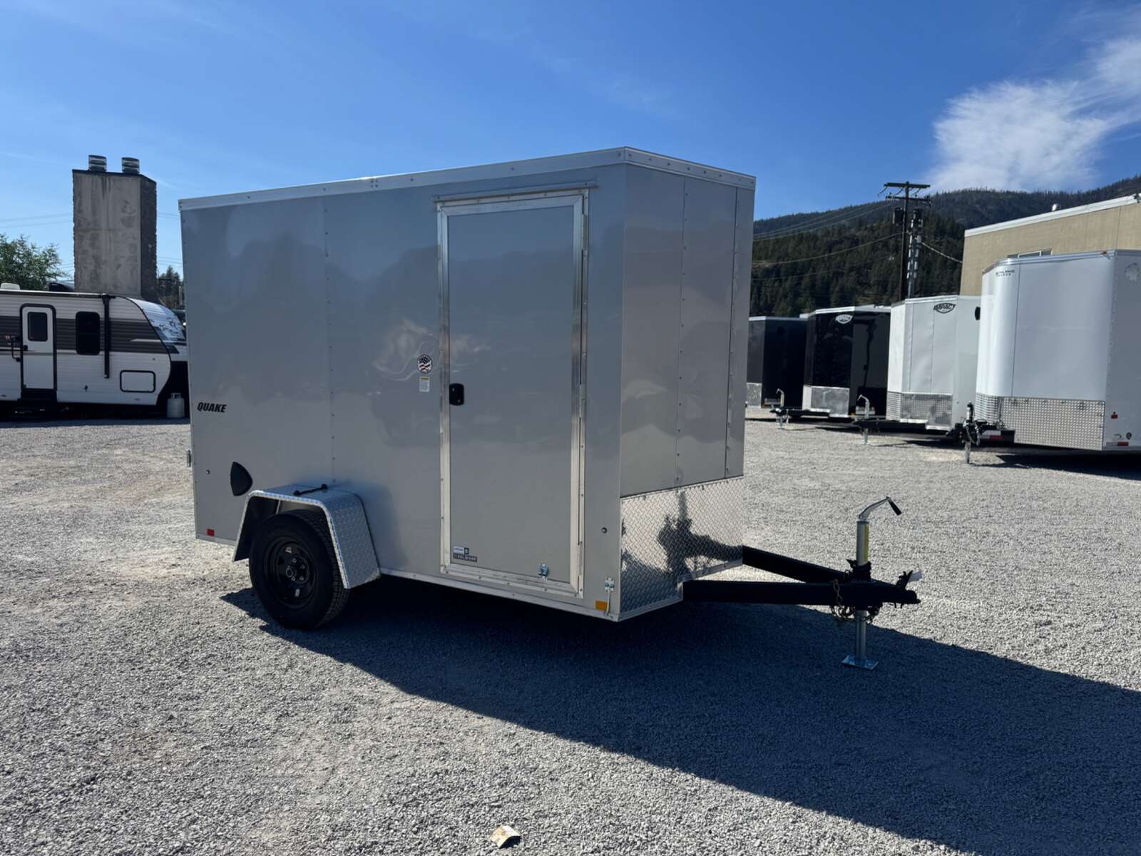 Photo of 2026 Impact Quake 6x10 V Nose Enclosed Cargo Trailer Ramp Door Silver Extra Height 2990lb GVW