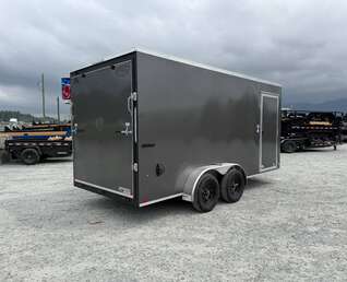 Thumbnail Photo of 2026 Impact Quake 7X16 V-Nose Ramp Door Cargo / Enclosed Trailer Extra Height Charcoal Grey 7000lb GVW