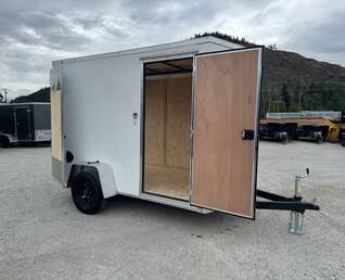 Thumbnail Photo of 2026 Impact Quake 6x10 V Nose Enclosed Cargo Trailer Barn Doors White Extra Height 2990lb GVW