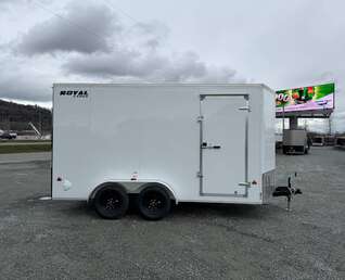 Thumbnail Photo of 2026 Royal Cargo 7X14 V Nose 7700LB GVW RAMP DOOR White Enclosed Cargo Trailer Extra Tall (GSR)