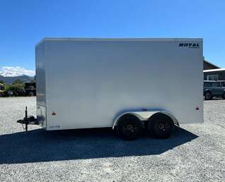 Thumbnail Photo of 2026 Royal Cargo 7X14 V Nose 7700LB GVW RAMP DOOR Silver Enclosed Cargo Trailer Extra Tall (GSR)