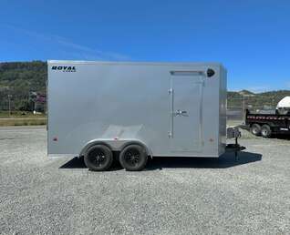 Thumbnail Photo of 2026 Royal Cargo 7X14 V Nose 7700LB GVW RAMP DOOR Silver Enclosed Cargo Trailer Extra Tall (GSR)