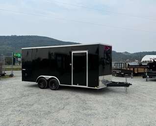 Thumbnail Photo of 2026 Impact 8.5x18 Quake V Nose Cargo Enclosed Trailer Ramp Door Extra Height Black 7000lb GVW