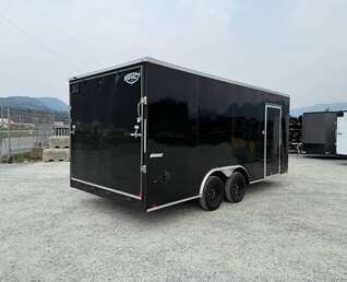 Thumbnail Photo of 2026 Impact 8.5x18 Quake V Nose Cargo Enclosed Trailer Ramp Door Extra Height Black 7000lb GVW