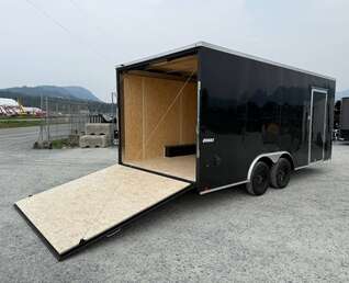 Thumbnail Photo of 2026 Impact 8.5x18 Quake V Nose Cargo Enclosed Trailer Ramp Door Extra Height Black 7000lb GVW