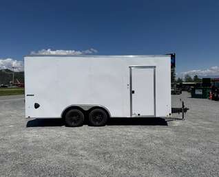 Thumbnail Photo of 2026 Impact 8.5x18 Quake V Nose Cargo Enclosed Trailer Ramp Door Extra Height White 7000lb GVW
