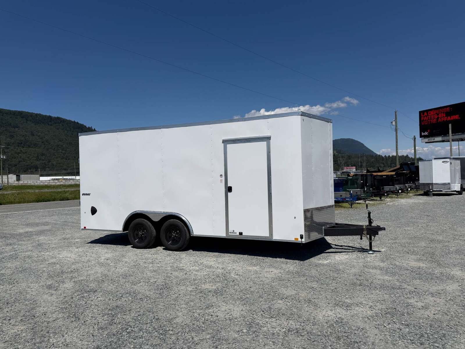 Photo of 2026 Impact 8.5x18 Quake V Nose Cargo Enclosed Trailer Ramp Door Extra Height White 7000lb GVW