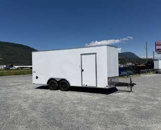 Thumbnail Photo of 2026 Impact 8.5x18 Quake V Nose Cargo Enclosed Trailer Ramp Door Extra Height White 7000lb GVW