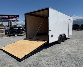 Thumbnail Photo of 2026 Impact 8.5x18 Quake V Nose Cargo Enclosed Trailer Ramp Door Extra Height White 7000lb GVW