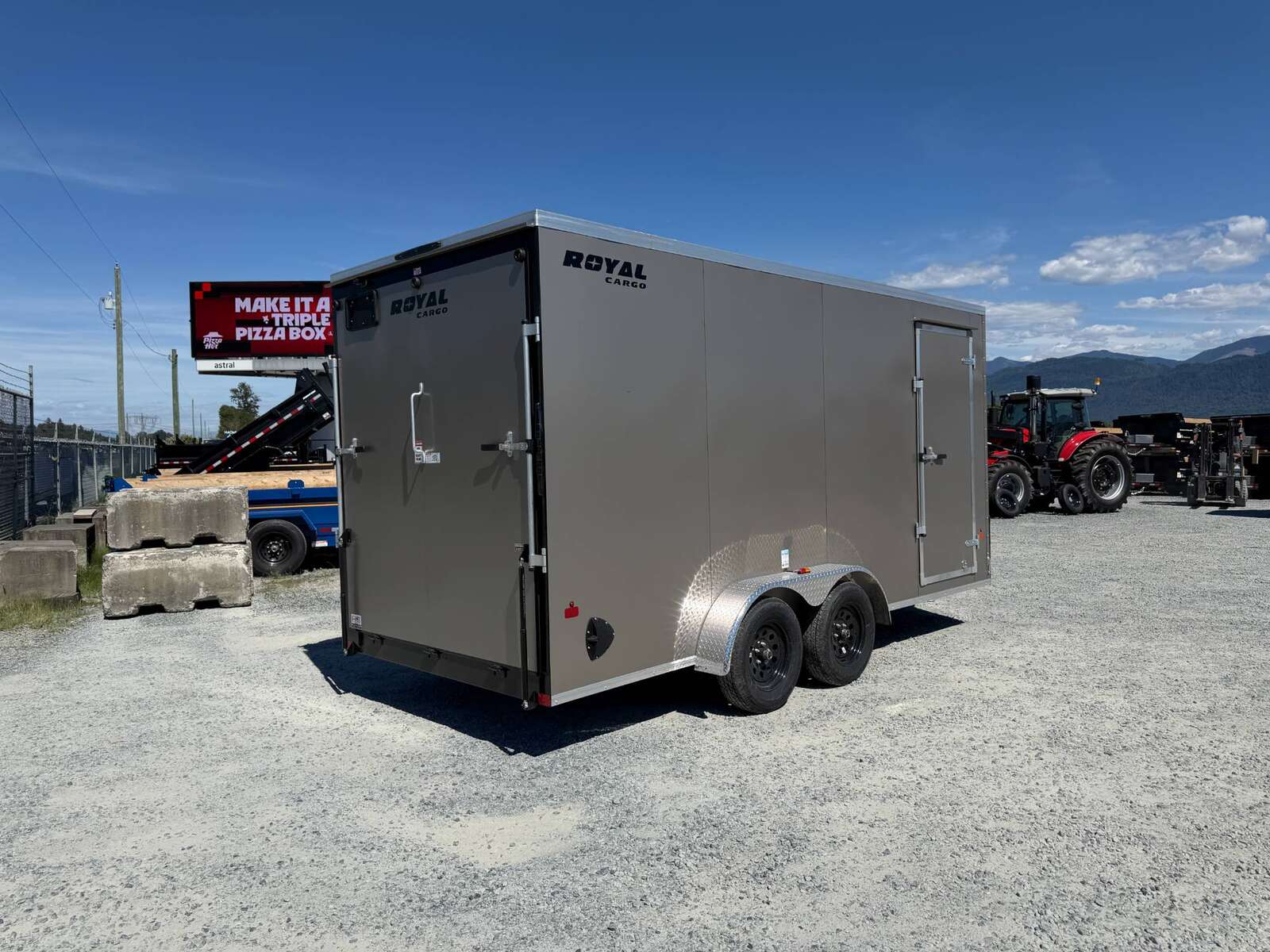 Photo of 2026 Royal 7x16 Enclosed Cargo Trailer V Nose Ramp Door Pewter 7700lb GVW Extra Height