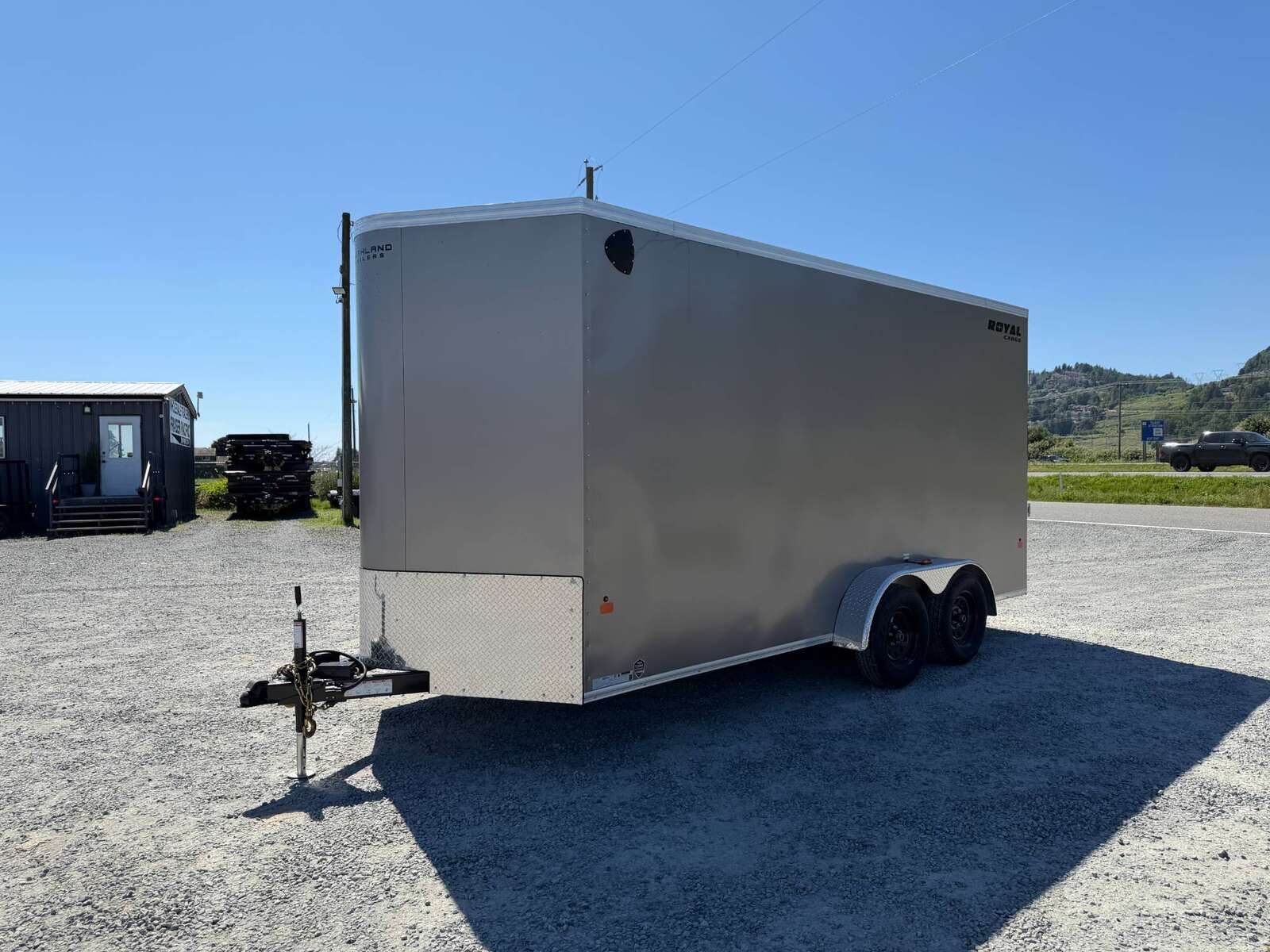 Photo of 2026 Royal 7x16 Enclosed Cargo Trailer V Nose Ramp Door Pewter 7700lb GVW Extra Height