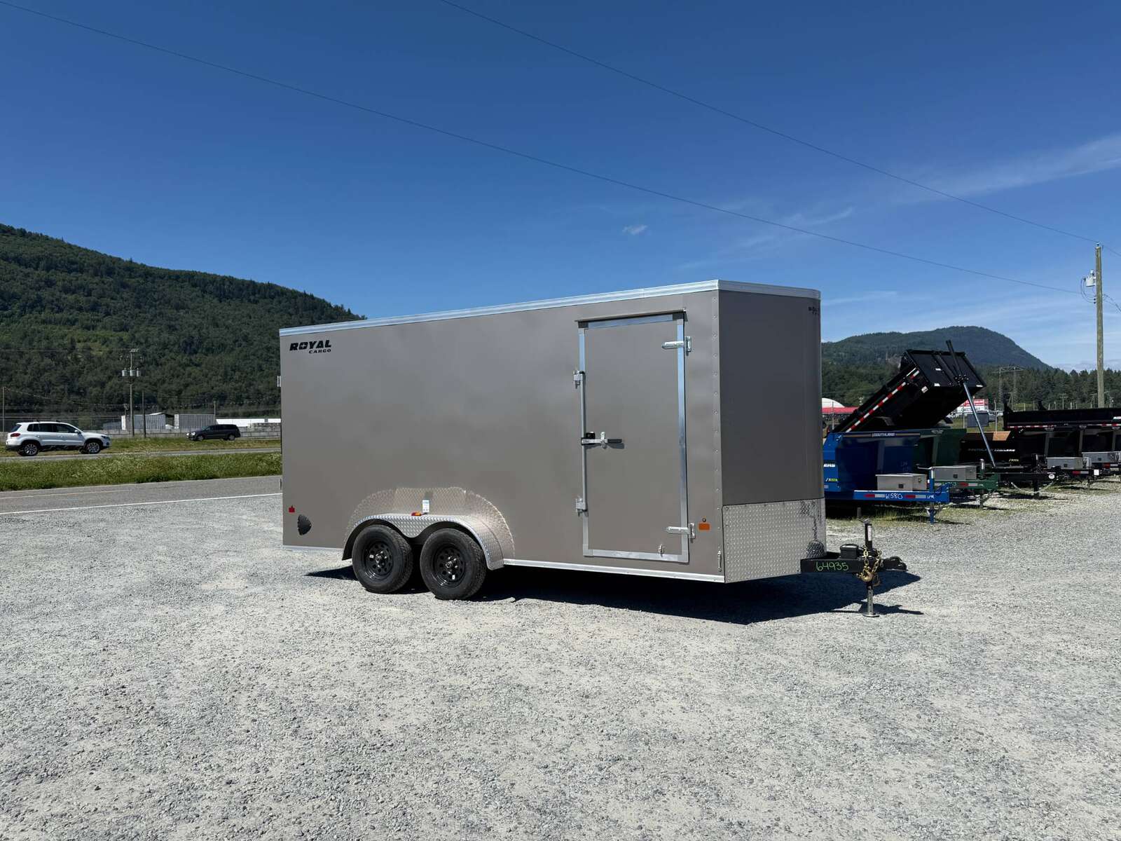 Photo of 2026 Royal 7x16 Enclosed Cargo Trailer V Nose Ramp Door Pewter 7700lb GVW Extra Height