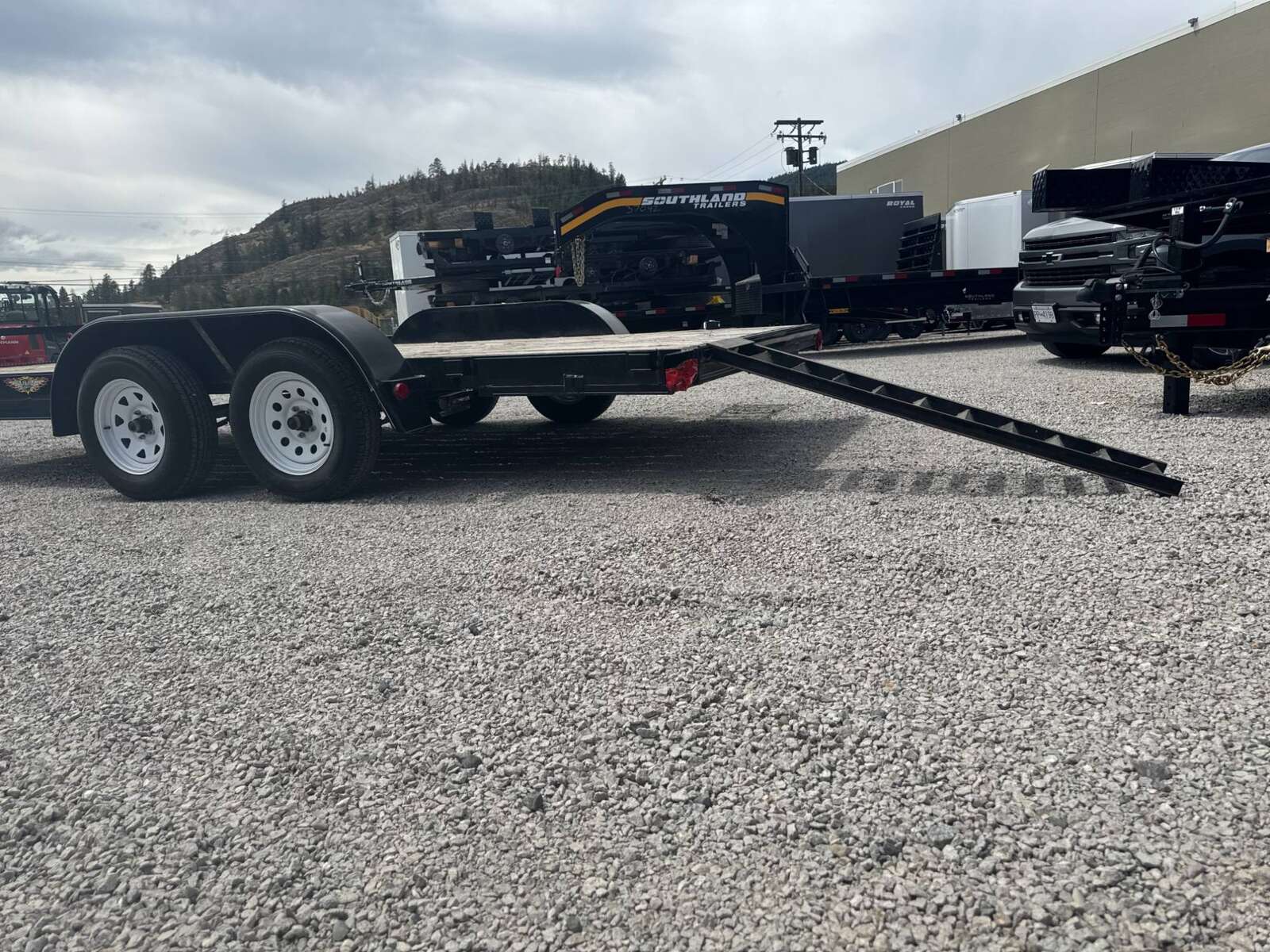 Photo of Pre Owned Used 2014 H&H 7x16 Flat Deck Car Hauler Trailer 7000lb GVW