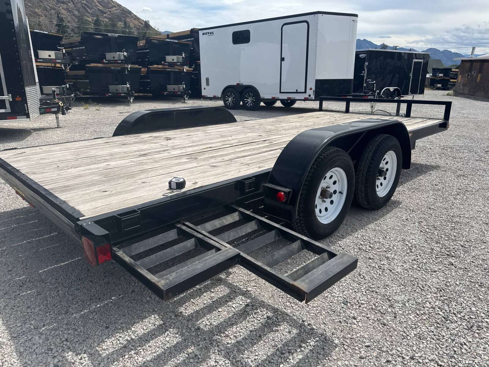Photo of Pre Owned Used 2014 H&H 7x16 Flat Deck Car Hauler Trailer 7000lb GVW