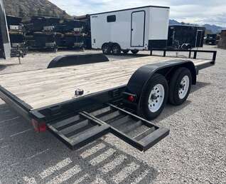 Thumbnail Photo of Pre Owned Used 2014 H&H 7x16 Flat Deck Car Hauler Trailer 7000lb GVW