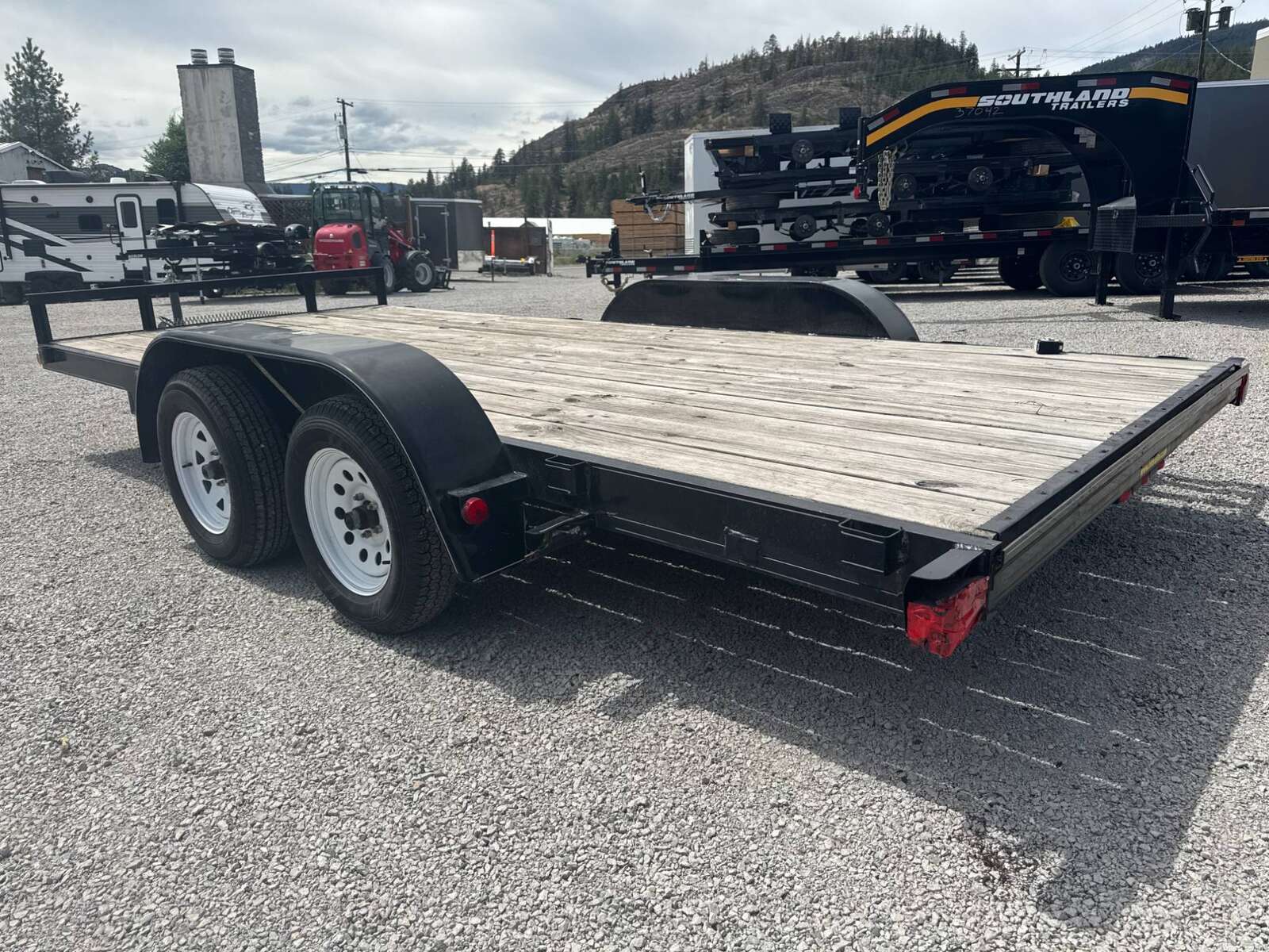 Photo of Pre Owned Used 2014 H&H 7x16 Flat Deck Car Hauler Trailer 7000lb GVW